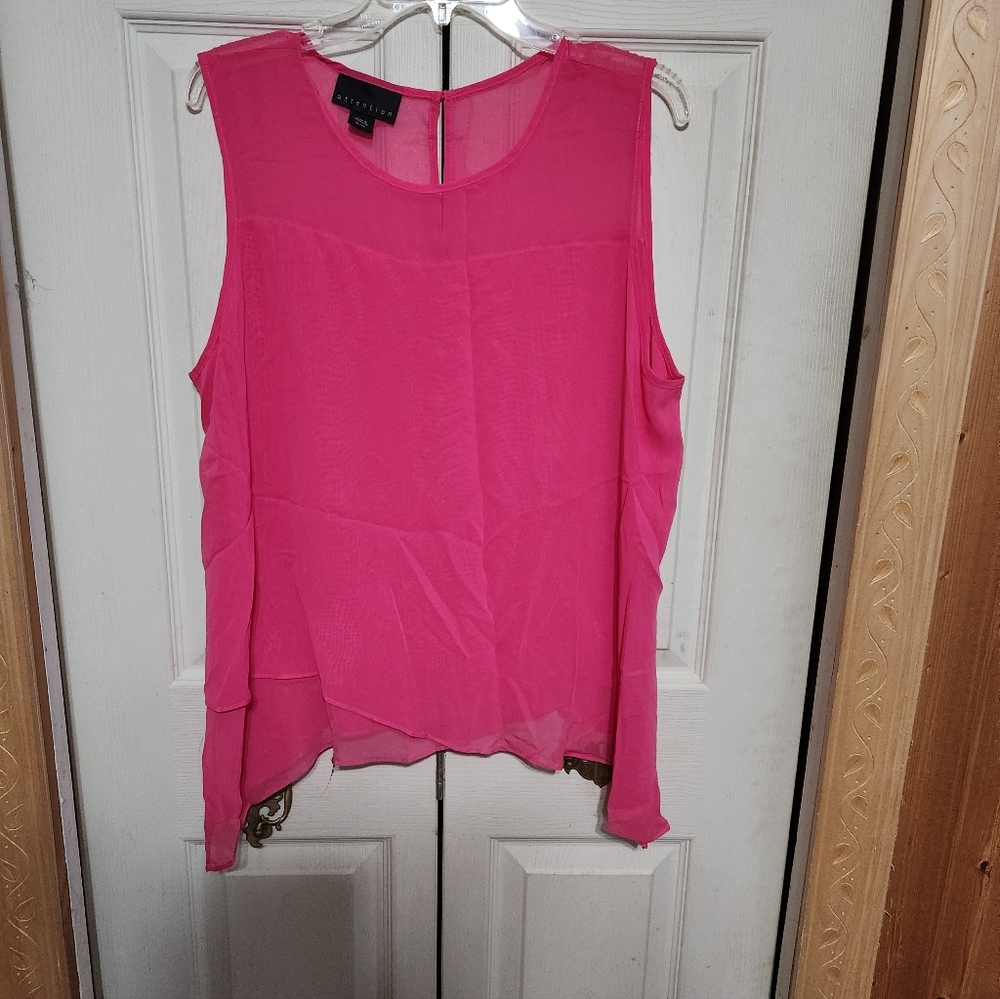 Attention Bright Pink Sleeveless Blouse - Picture 3 of 10
